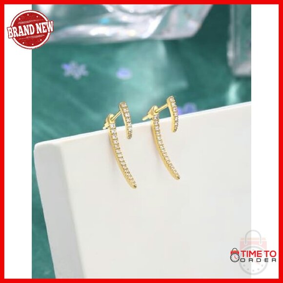 14K Gold Stud Earrings with Cubic Zirconia, 20g, Lever Back Clasp